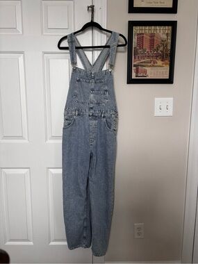 Free People Light Blue Denim Overalls with Bib Pocket